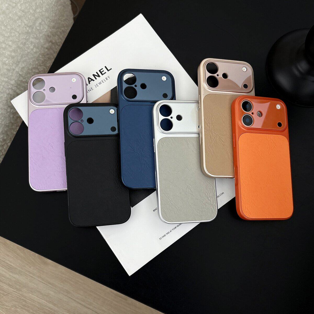 新品大视窗皮质冰裂纹适用于苹果17时尚创意手机壳ins风新款16