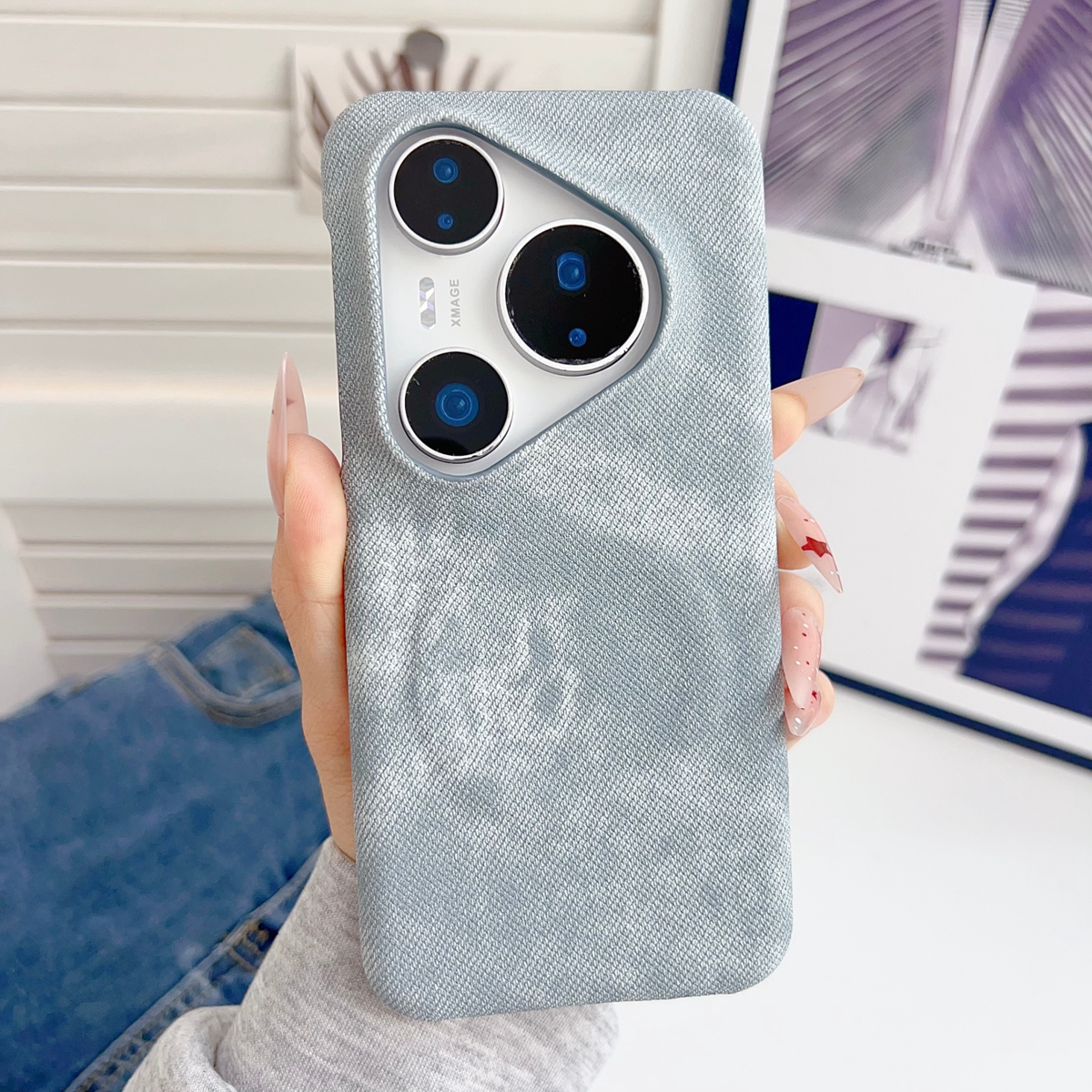 复古牛仔布纹磁吸适用华为pura80pro手机壳新款小众pura