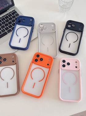 天眼二合一散热壳16promax磨砂磁吸手机壳iPhone15pro肤感14plus硬14PM高级感13耐脏沙漠金保护壳 17PM