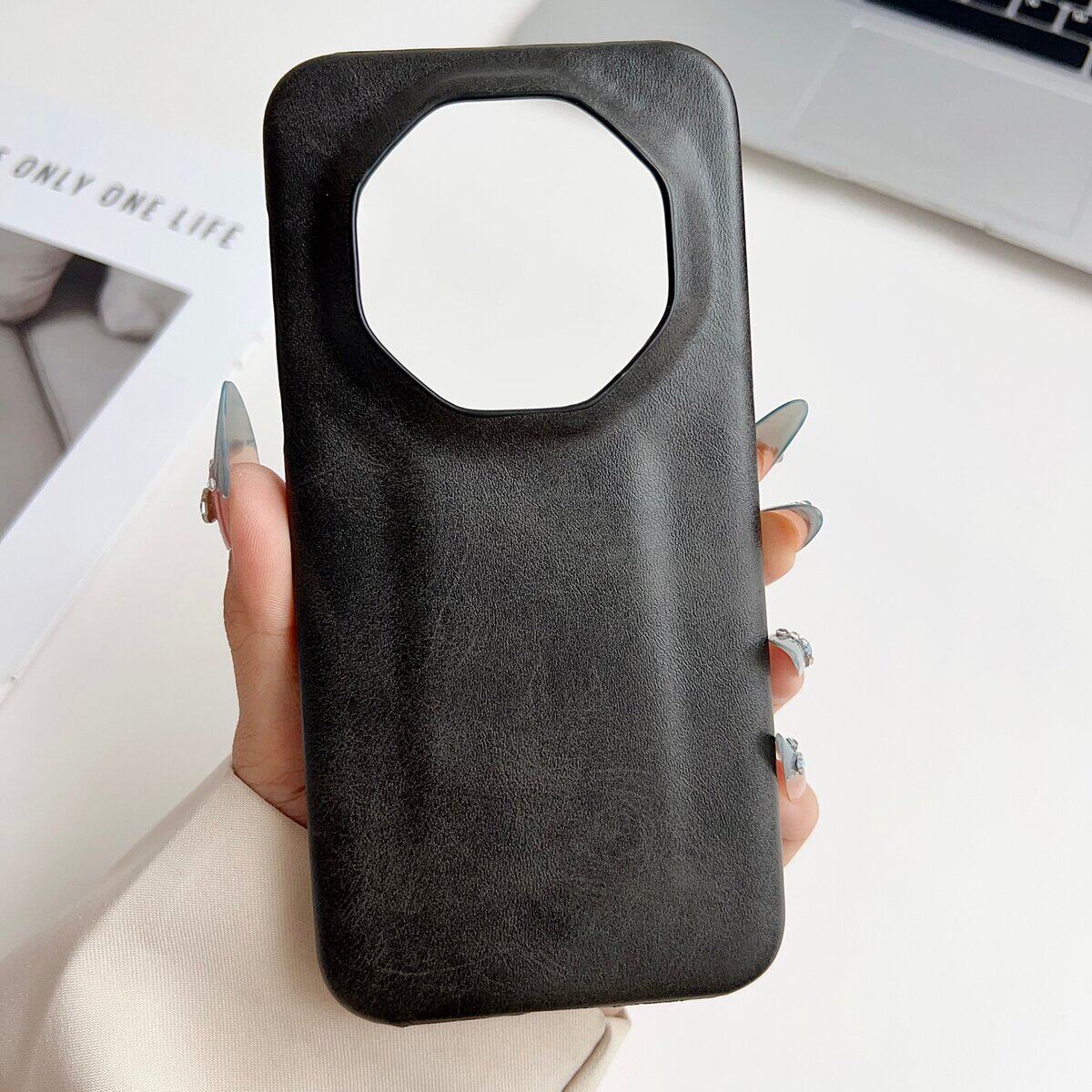 奢华复古牛皮纹适用华为Mate80rs非凡大师手机壳新款素皮商务