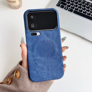 港风牛仔布纹磁吸适用小米17Promax手机壳新款素皮耐脏小米14pro简约个性15Ultra半包防摔外壳