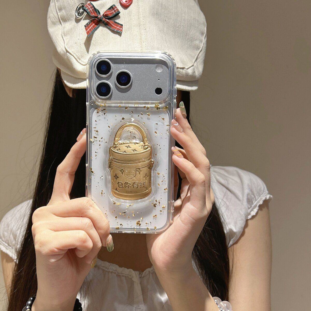 金箔包你有钱适用于新款17系列ins风手机保护壳苹果15pro手