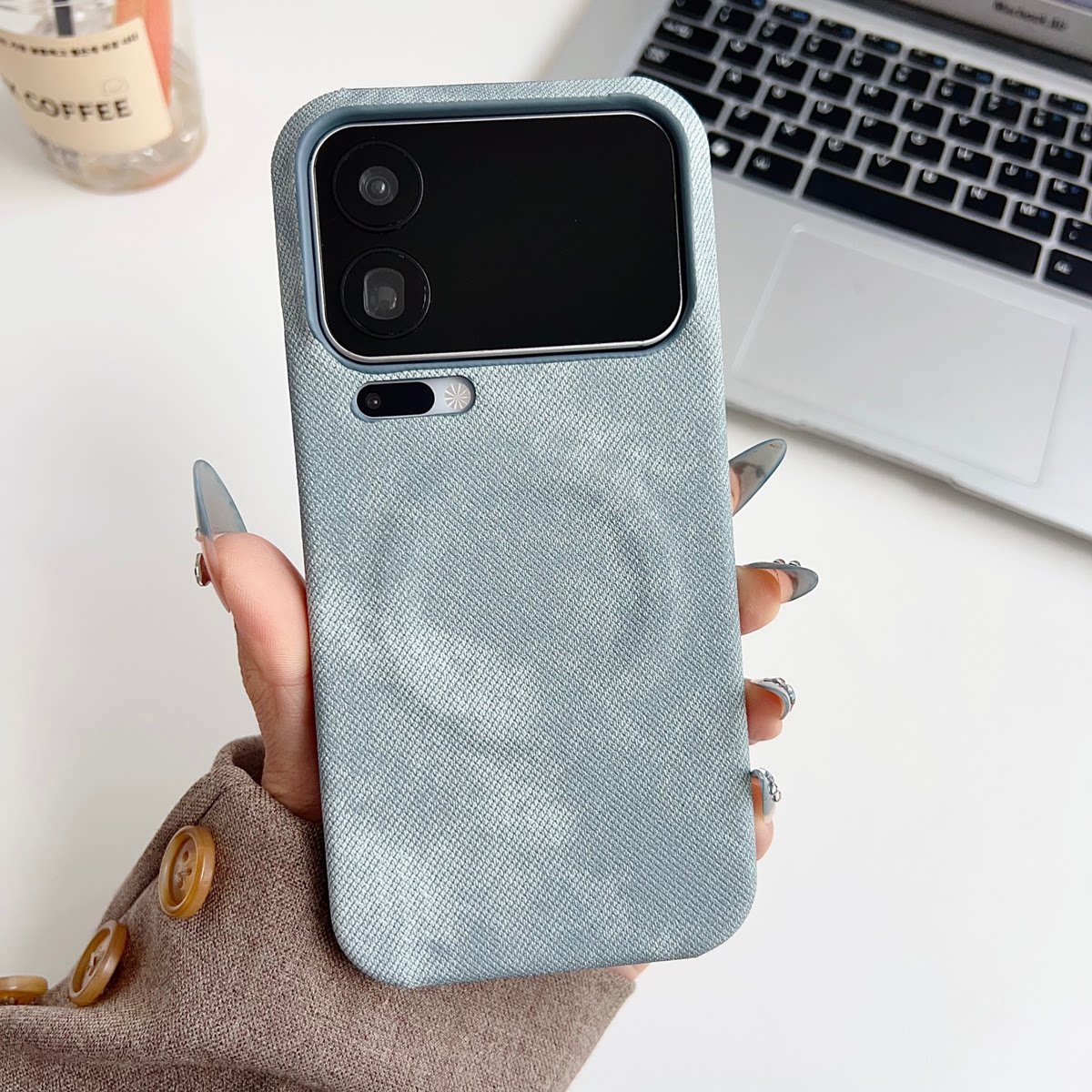 港风牛仔布纹磁吸适用小米17Promax手机壳新款素皮耐脏15p