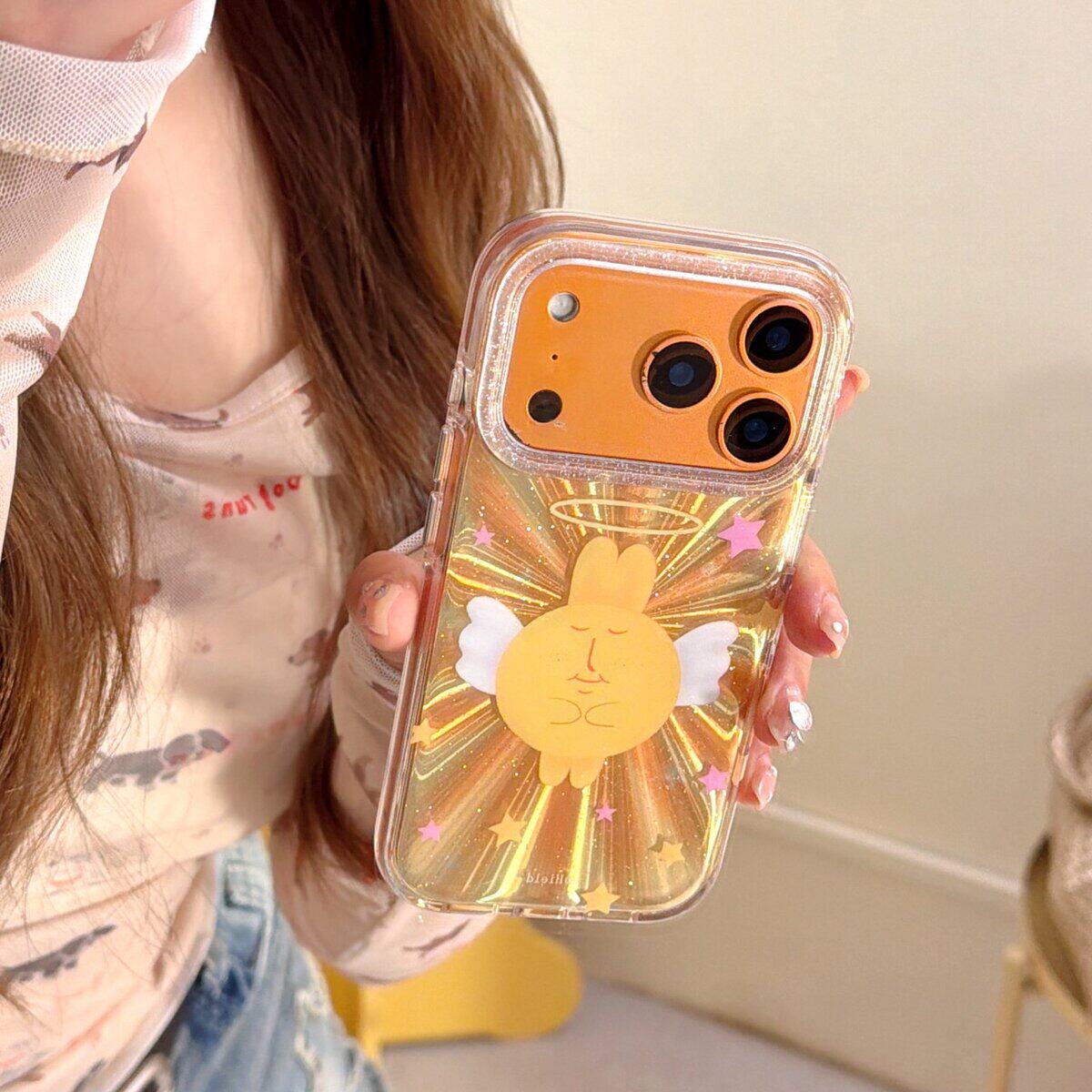 天使粉红兔适用苹果17手机壳iphone16promax新款15