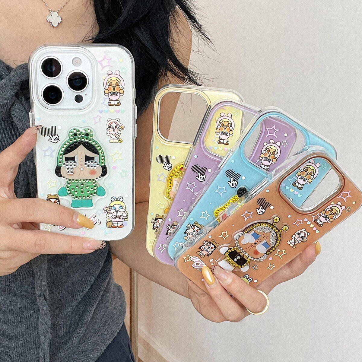 双层imd哭娃插画手机壳适用iphone17promax大孔防摔