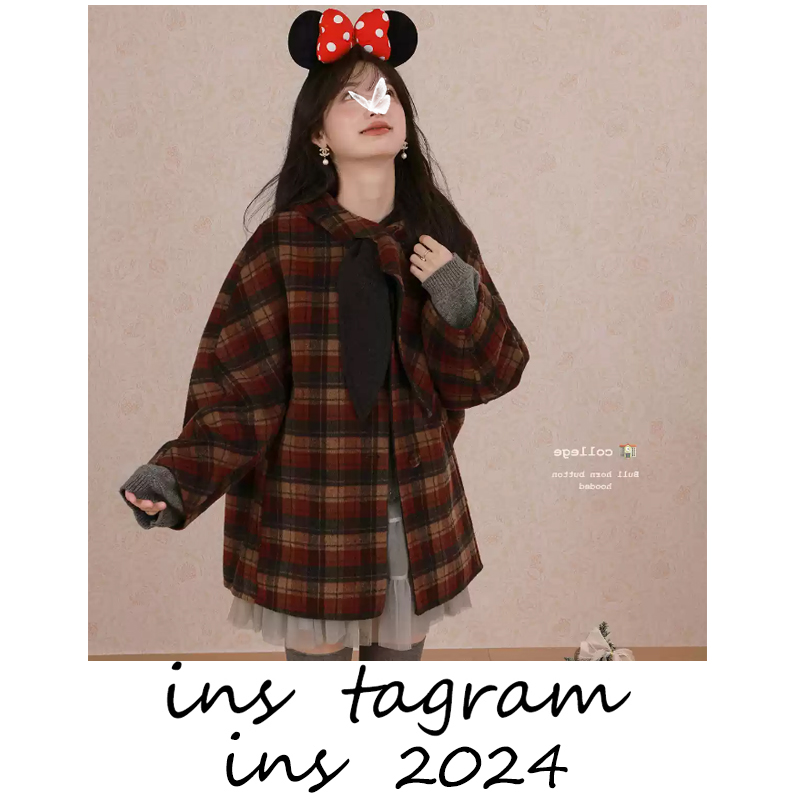 兔耳朵大衣 双面双穿呢大衣高克重羊毛混纺女秋冬外套