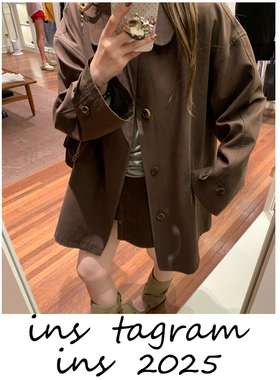 im向 诺丁山街角’质感满满韩系翻领小个子中长款风衣外套女秋季