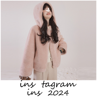 松软熊熊 甜美减龄3色850克仿羊羔毛女冬连帽毛绒外套