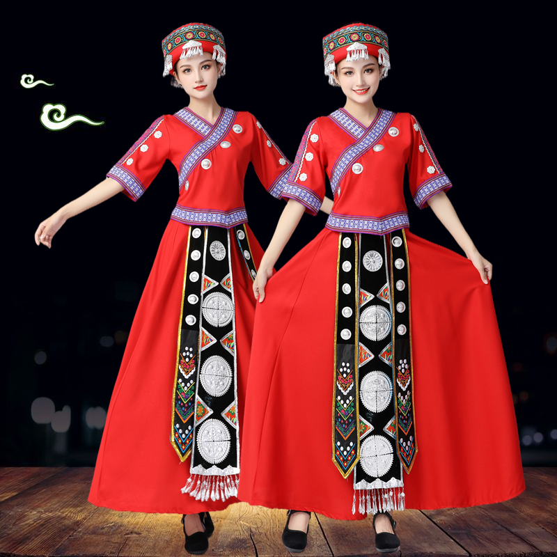 赫哲族舞蹈演出服女成人56少数民族特色传统服饰舞台合唱表演服新