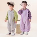 宝宝连体防水罩衣婴幼儿爬爬服防脏护衣保护羽绒服防脏长袖 哈衣冬