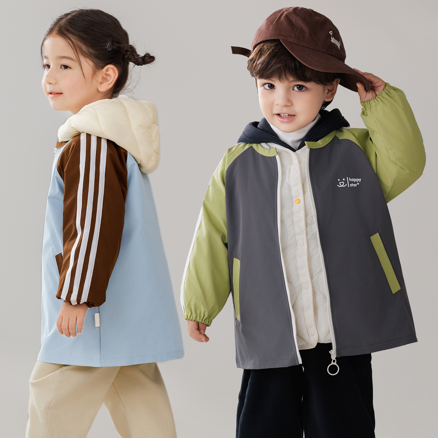 宝宝洋气羽绒服防脏防水罩衫秋冬