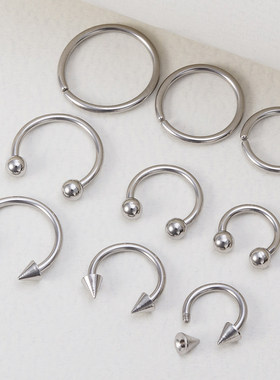 9pcs Hoop Earrings Smiley Nose Ring Septum Real Piercing