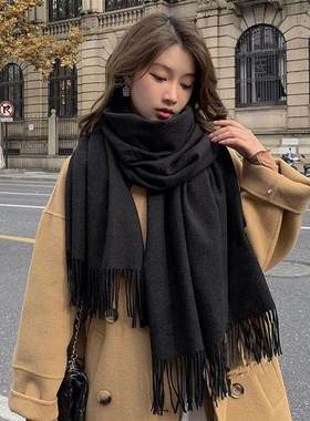 New Black Scarf Cashmere Woman Wool Ladies Scarf Warm Checke