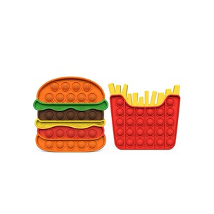 2pc汉堡包薯条popit set Hamburger fries Pop It Fidget toy玩具
