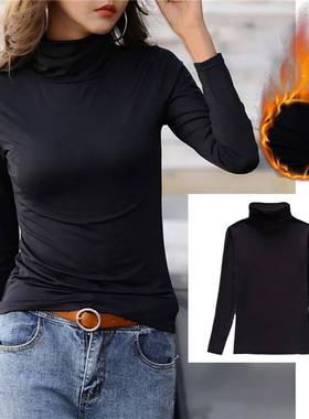 Women Thermal Underwear Winter Turtleneck Bottom Shirt Solid