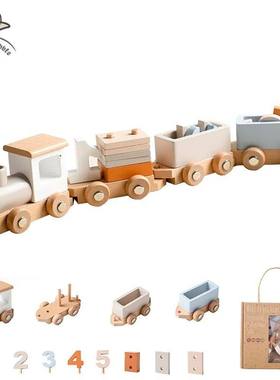 Wooden Train Birthday Toy  Montessori Toys Baby Educational