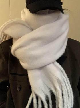 Solid Color Thickened Scarf for Girls 2023 Winter New Korea