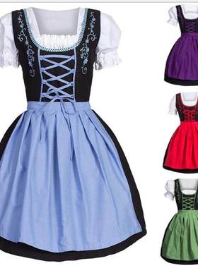 Woman Oktoberfest Plaid Dirndl Dress German Bavarian Beer