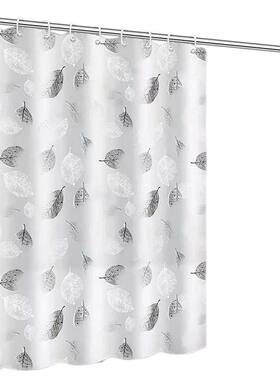 Modern Leaf Pattern Shower Curtain With Hooks Rustproof Meta