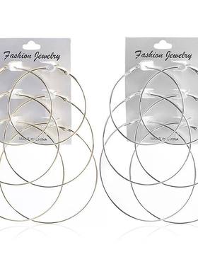 3pair/set Punk Hoop Earrings Set Big Circle Earrings Jewelry