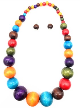 color wood beads necklace suit women jewelry民族风木珠项炼