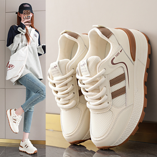 老爹鞋女34码内增高小白鞋女春季网面厚底阿甘时尚休闲跑步运动鞋