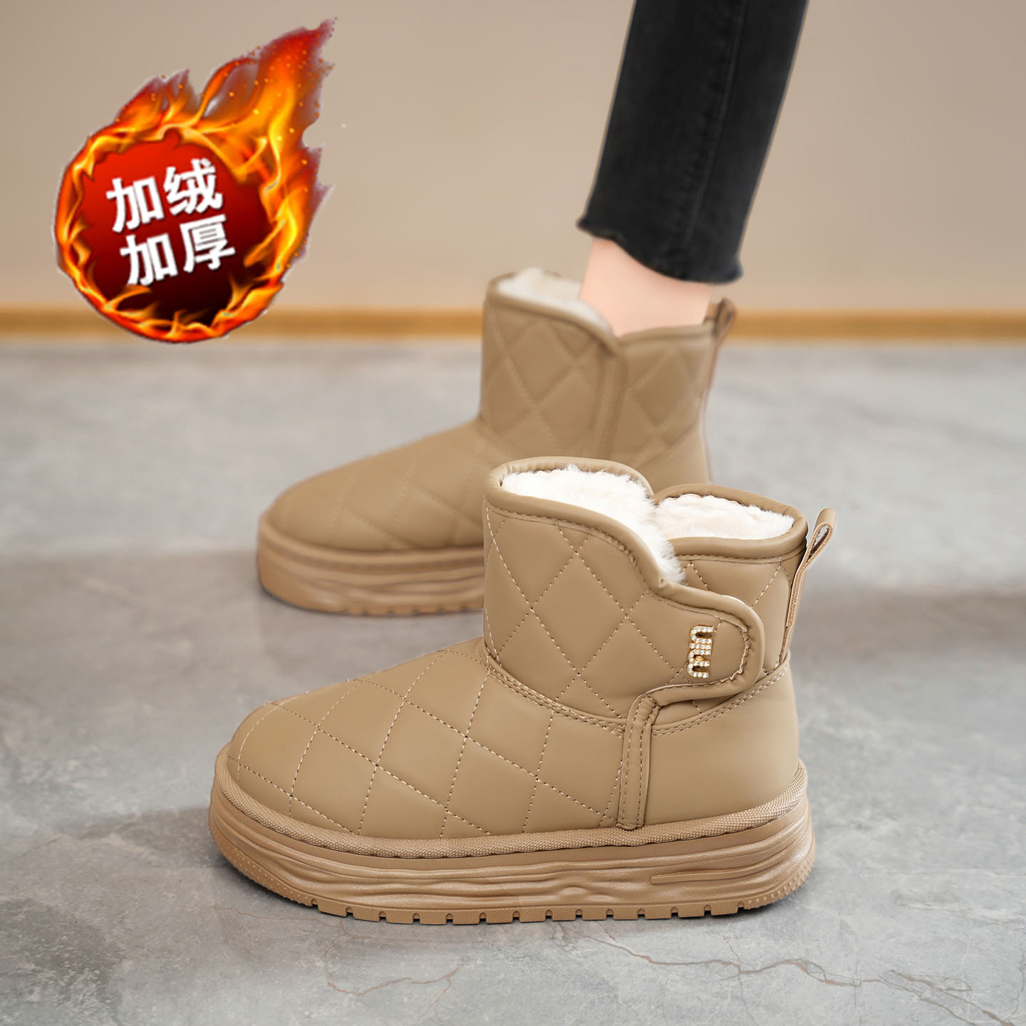 厚底雪地靴女冬2025新款加绒厚防水松糕短筒软底防滑孕妇抗寒棉鞋
