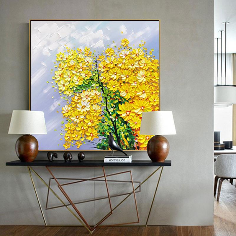 客厅现代手绘立体花卉装饰画玄关挂画卧室餐厅简约背景墙壁画图片