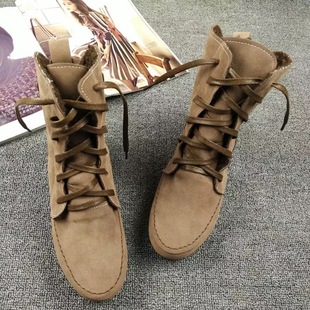 高帮系带女鞋 马丁靴女复古2025秋冬新款 百搭平底日系森女短靴韩版