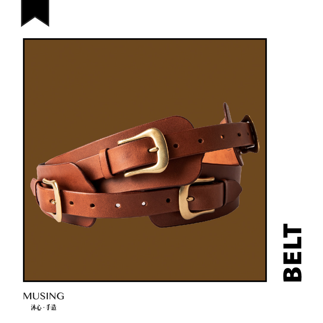 沐心手造musing 猫爪腰封私人订制头层牛皮百搭时尚