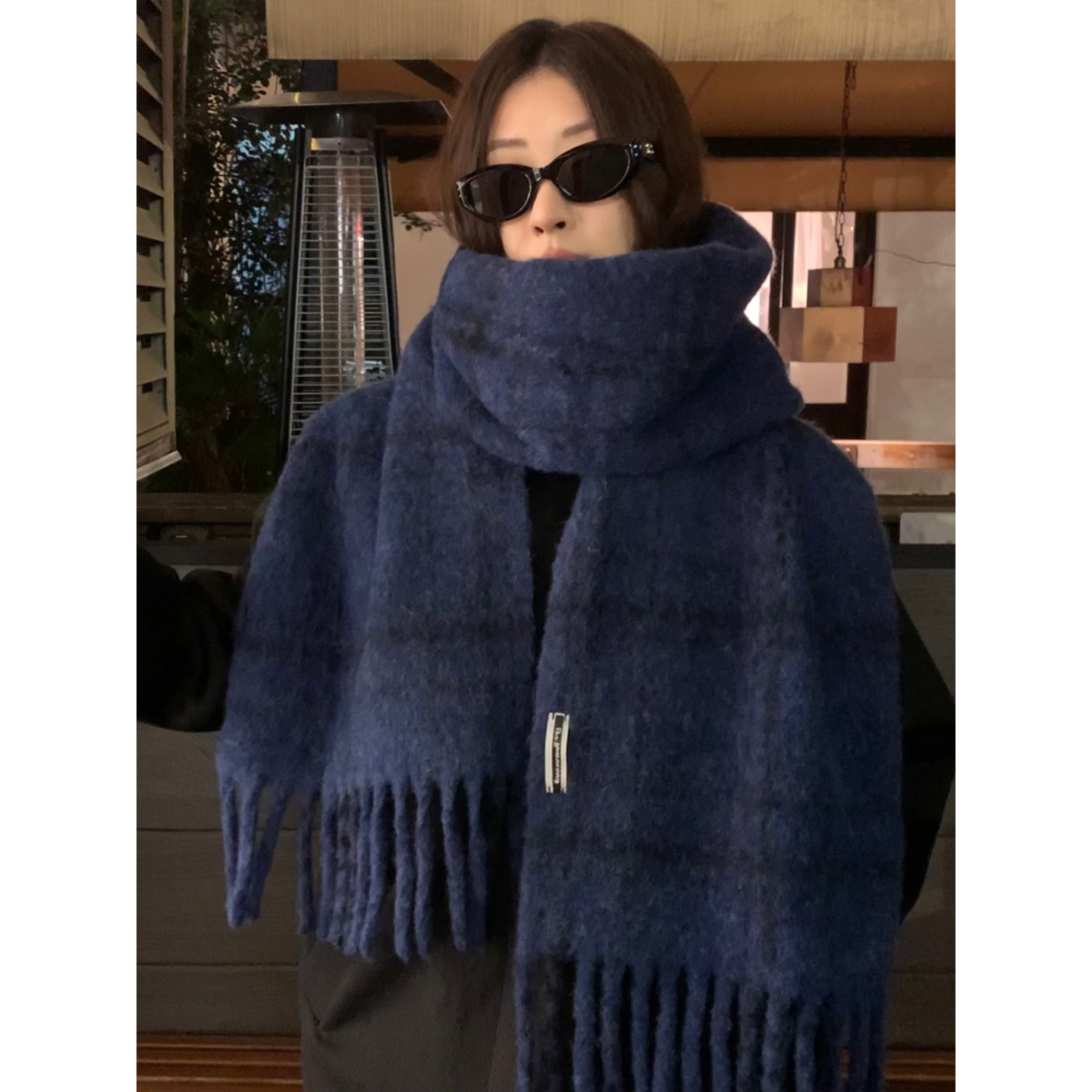 清冷感羊毛混纺情侣围巾