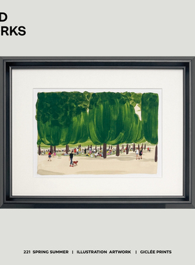 包豪斯中古风绿色风景组合挂画