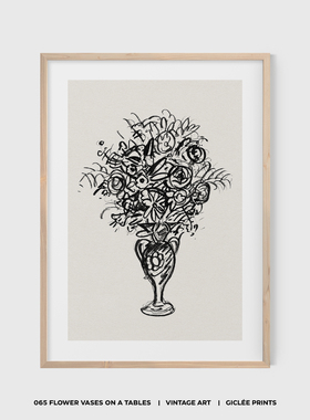 WED小众简约艺术素描植物花图案挂画 卧室餐厅客厅背景墙装饰画