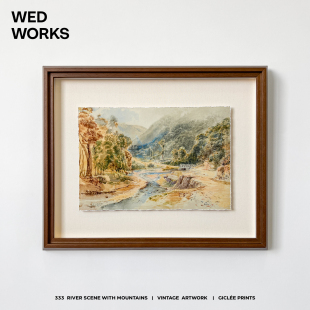 WED 小众中古水彩风景艺术悬浮装裱装饰画客厅餐厅卧室设计师挂画