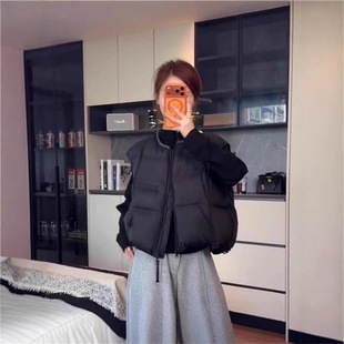 小个子时尚 新款 外穿百搭坎肩 羽绒马甲背心女2505秋冬季 白鸭绒短款