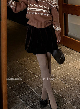 LS 甜美百搭丝绒短款半身裙 广州十三行2025秋冬新品女装61203#