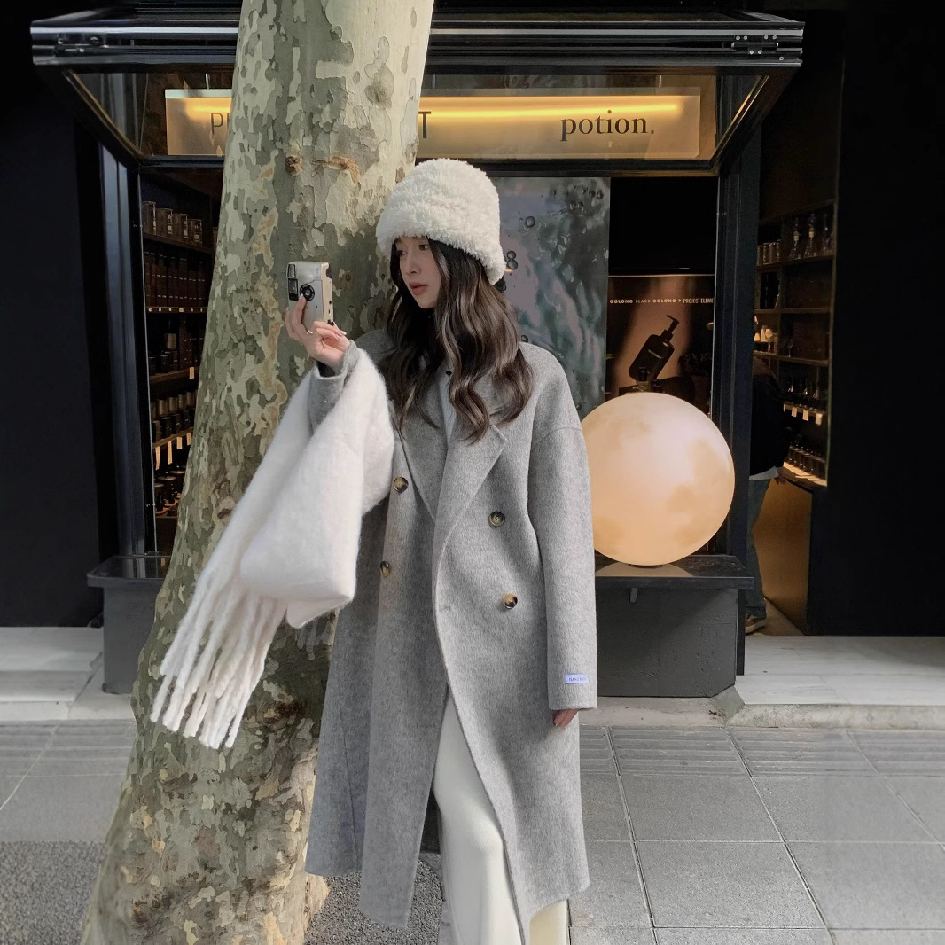 2024秋冬新款双面羊绒大衣女中长款感宽松韩版加厚羊毛呢外套
