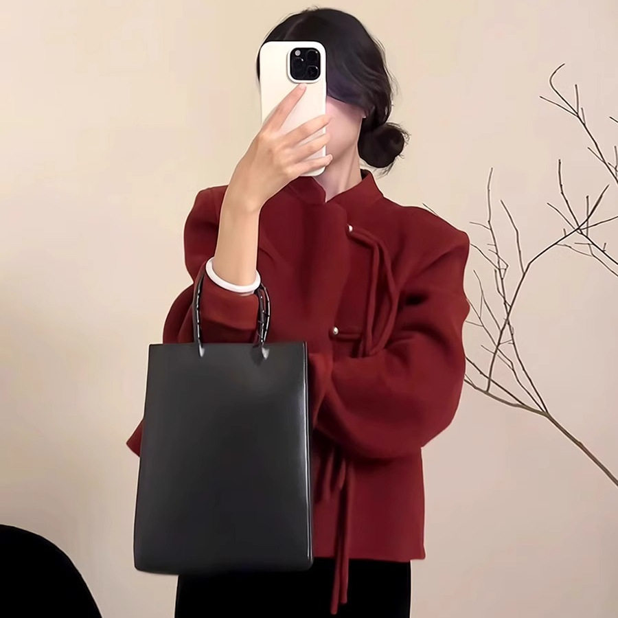 2025春秋季新款双面羊毛大衣女短款小个子新中式国风外套小香风,女装/女士精品,毛呢外套,淘宝优惠券,粉丝福利购,淘宝优惠卷