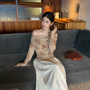 LS百搭显瘦露肩针织上衣女广州十三行2026春新款 23079 一字肩小衫