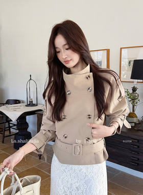 LS 休闲时尚通勤短款风衣外套 广州十三行2026早春新品女装61270#