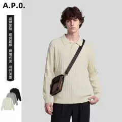 Men's Clothing | Old Money Men's Textured Loose-Fitting Collared Long-Sleeve Casual Sweater Top
