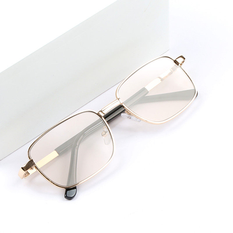 全框中老年养目太阳镜养眼水晶眼镜男正品石头镜浅茶色平光防风镜