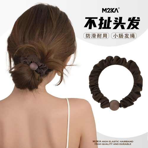M2ka磨砂圆珠小肠发圈女扎丸子头耐用发绳新款不伤发头绳皮筋头饰