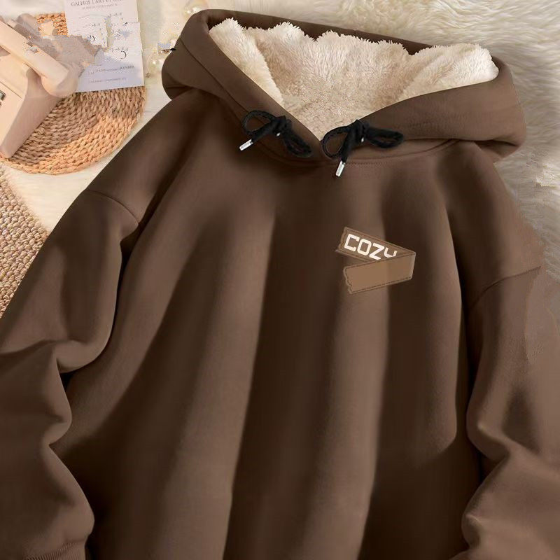 美式连帽卫衣男2025新款学生潮流冬季男休闲宽松羊羔绒加厚冬装,男装,卫衣,淘宝优惠券,粉丝福利购,淘宝优惠卷