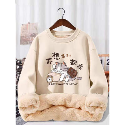 青少年圆领卫衣男冬季2025新款男生加绒加厚羊羔绒冬款上衣服男12