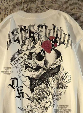 美式vintage复古印花潮流短袖t恤男女夏季欧美街头风潮牌ins上衣