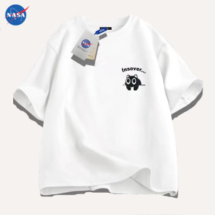 NASAt恤短袖新款猫咪半袖男女夏季潮牌ins宽松重磅情侣休闲体恤