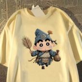 T男女潮流圆领印花宽松百搭休闲半袖 济公蜡笔小新短袖 ins 新款 夏季