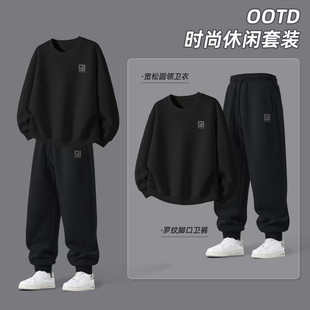 男士 裤 秋季 潮流ins男款 子12 套头圆领卫衣男2025新款 休闲运动套装