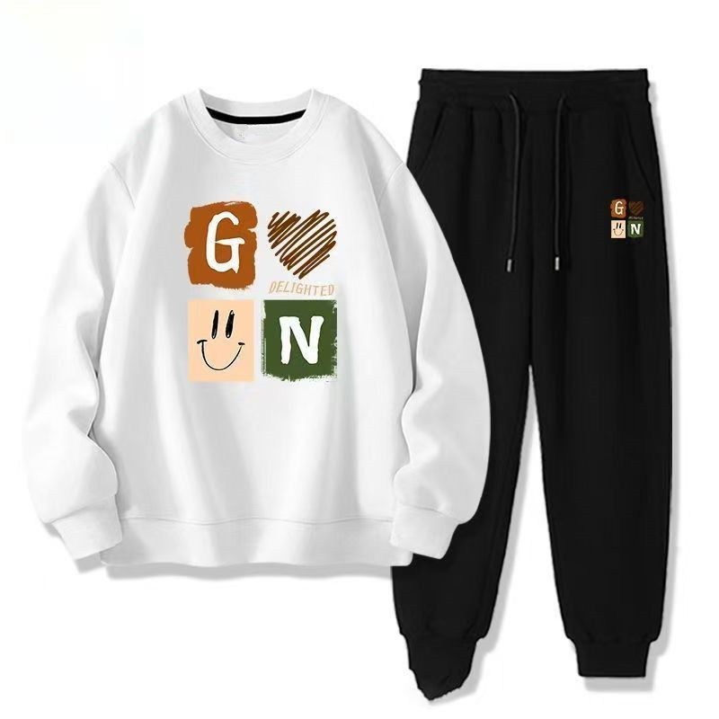 春秋套装印花圆领卫衣抽绳卫裤街头运动潮流圆领长袖宽松长裤子,男装,休闲运动套装,淘宝优惠券,粉丝福利购,淘宝优惠卷